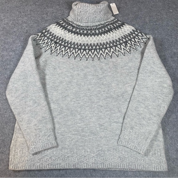 Talbots Metallic Turtleneck Sweater Whimsical Fair Aisle Womens PXL NWT  Gray - Picture 8 of 12